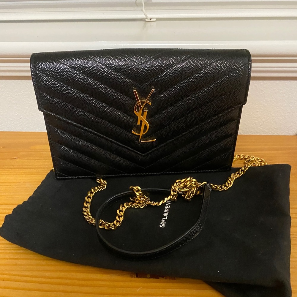 Saint Laurent Quilted Wallet on Chain